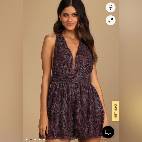 NWT - Lulus - Sparkly Magenta and Silver Sleeveless Romper - Size XS - Picture 2 of 4